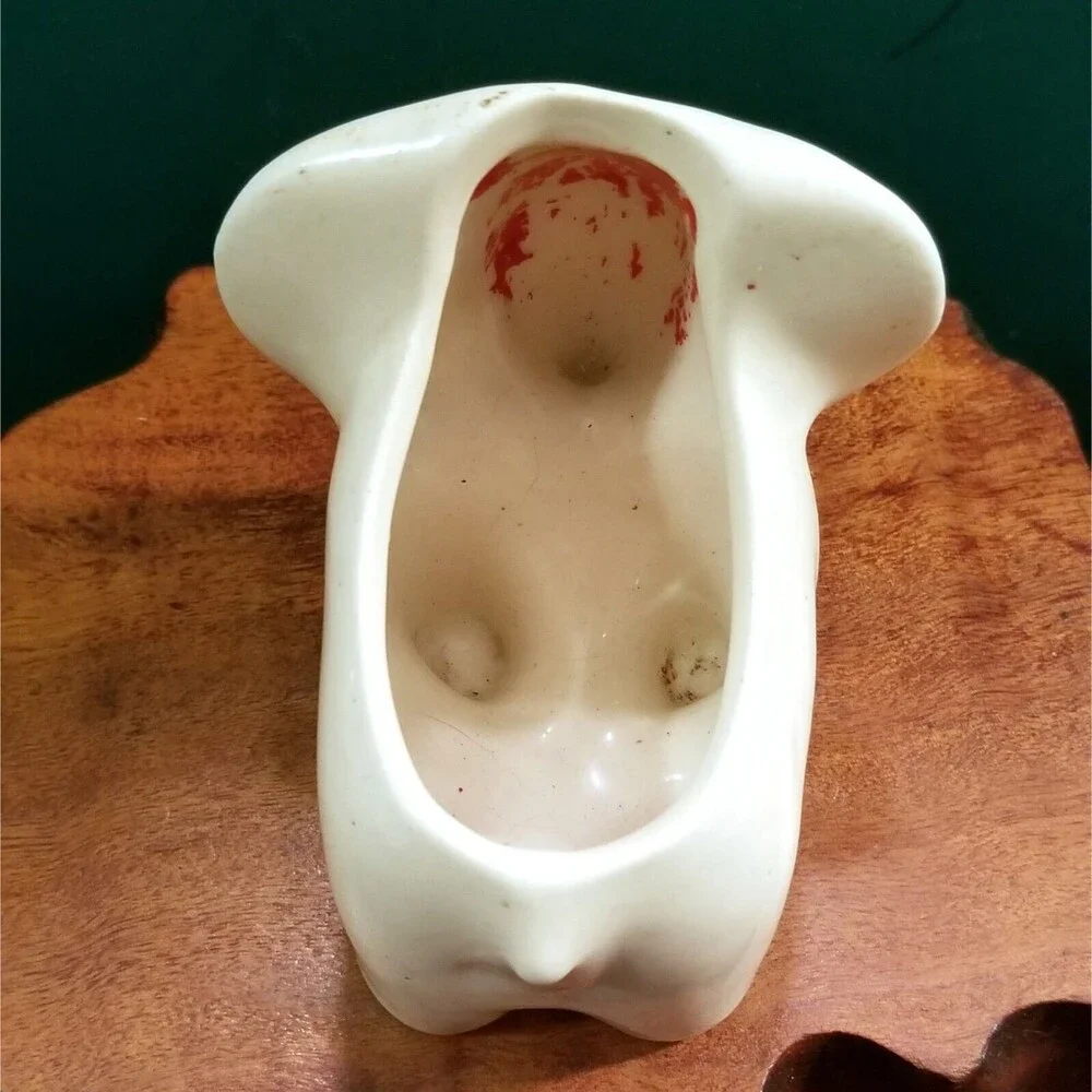 Vintage Lucky White Elephant Ceramic Planter  3.75